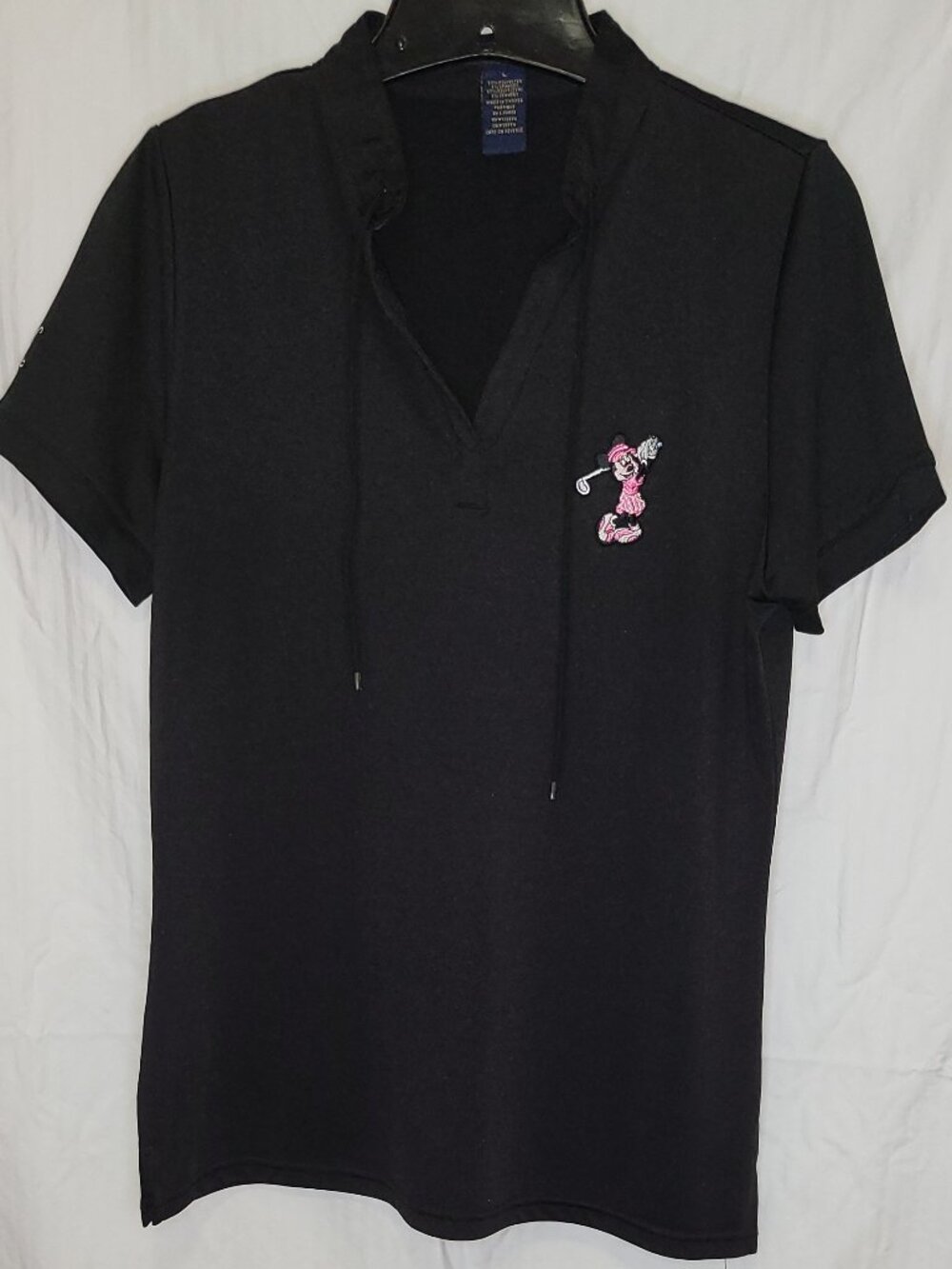 Birdy & Grace Minnie Mouse Golf Shirt Black Women's Large Embroidered Disney - Picture 2 of 5